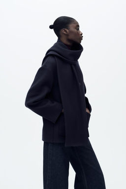WOOL COAT WITH SCARF - Zara фото 12