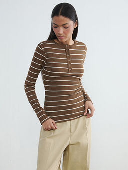 Bisiklet Yaka ?izgili Kad?n Body