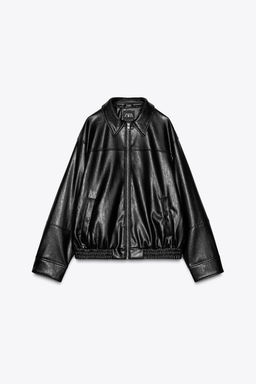 LEATHER EFFECT BOMBER JACKET