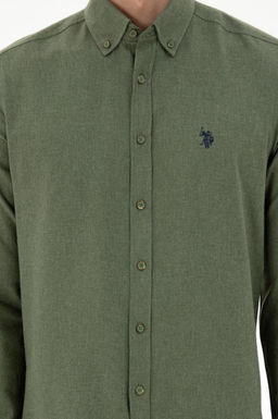 Мужская базовая рубашка цвета хаки с длинным рукавом Неожиданная скидка в корзине - U.s. polo assn фото 6