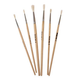 Набор кистей для рисования, коза, 6 штук, № 1, 2, 3, 4, 5, 6, круглые, деревянная ручка, международный размер