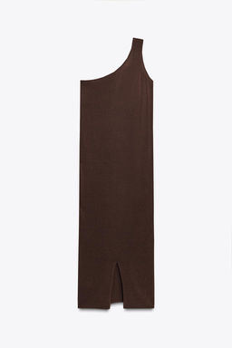 ASYMMETRIC KNIT MIDI DRESS WITH TRIM - Zara фото 6