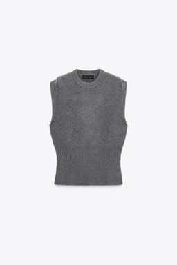 WOOL BLEND KNIT SHOULDER PLEAT TANK TOP - Zara фото 5