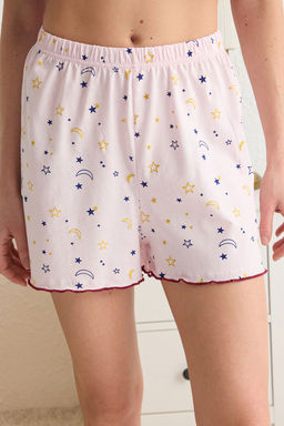 Trendyolmilla Gri Melanj Galaksi Desenli Baby Overlok Detayl? Sortlu Orme Pijama Tak?m? THMSS24PT00203 фото 4