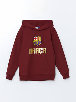 Kap??onlu Barcelona Bask?l? Erkek ?ocuk Sweatshirt
