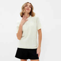 Футболка женская MINAKU: Knitwear collection, экрю, размер 44