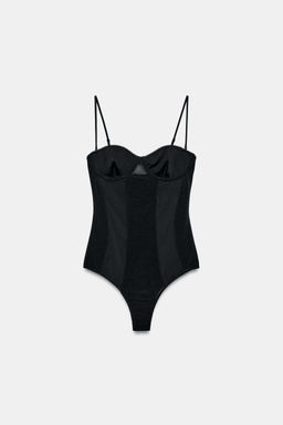 BODY AROS CON POLIAMIDA / Negro