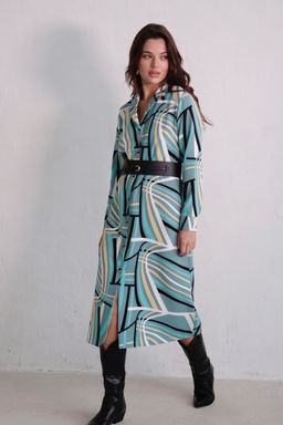 Платье-рубашка с английским воротником принт - Martichelli фото 379