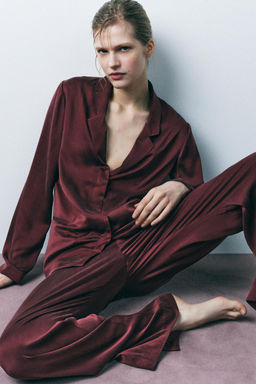 SILK PYJAMA SHIRT - Zara фото 5