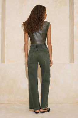 Haki Yuksek Bel Genis Paca Vintage Y?kama Wide Leg Jeans TWOSS26JE00017 - Trendyolmilla фото 6