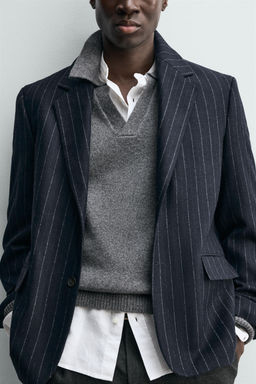STRIPED FLANNEL BLAZER - Zara фото 5