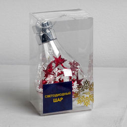 Ёлочный шар Шишки с красной мишурой, 5 LED, от батареек, свечение белое - Luazon lighting фото 7