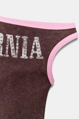 TOP ASIM?TRICO TEXTO TACHAS / Chocolate - Zara фото 7