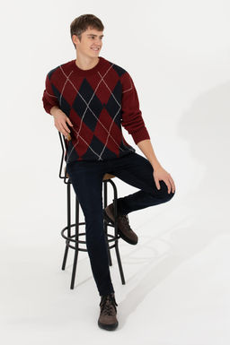 U. S. Polo Assn Мужской трикотажный свитер вишневого цвета с круглым вырезом - U.s. polo assn фото 3