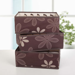 Набор органайзеров для хранения белья Листочки, 3 шт, 322412 см, цвет коричневый - Simaland фото 3