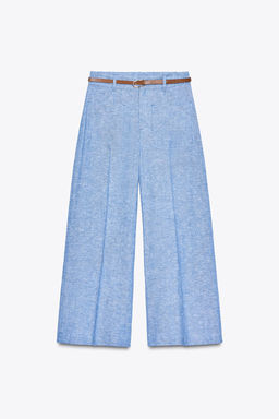 LINEN BLEND CULOTTES WITH BELT - Zara фото 16