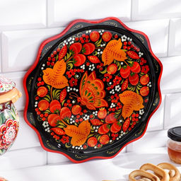 Тарелка «Блинная», дерево, хохлома, d=30