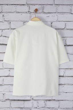 TRENDYOL MAN Beyaz Boxy Fit Orme K?sa Kollu Yazl?k Gomlek TMNSS25GO00035 - Trendyolmilla фото 8