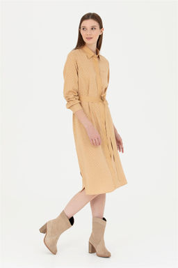 Женское тканое платье песочного цвета - U.s. polo assn фото 4