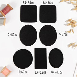 Набор заплаток для одежды, термоклеевые, 7 шт., чёрный