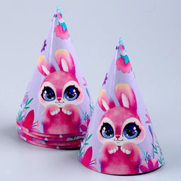 Набор бумажной посуды Зайка: 6 тарелок, 1 гирлянда, 6 стаканов, 6 колпаков - Страна карнавалия фото 7