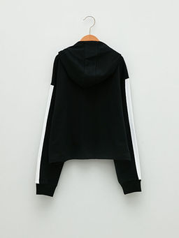 Kap??onlu Yaz? Bask?l? Uzun Kollu K?z ?ocuk Sweatshirt - Waikiki фото 2