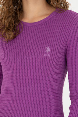 Kad_n Violet Bisiklet Yaka Basic Kazak