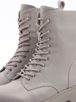 04-PAM439-2Z GRAY/BEIGE Ботинки зимние женские (натуральная кожа, 100% шерсть)