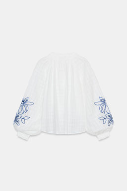 BLUSA BORDADOS FLORES / Crudo - Zara фото 9