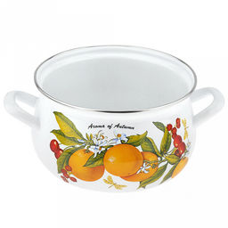"Фруктовая фантазия" Кастрюля эмалированная 3л, д23см, h26,5см, форма грушевидная, металлическая крышка (Россия)