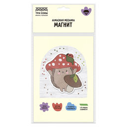 Алмазная мозаика 9,5*10см "Магнит. Ежик" (АММ_65745, "ТРИ СОВЫ") частичное заполнение
