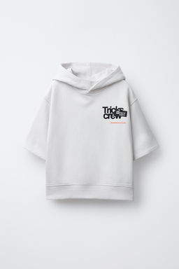 SLOGAN SHORT SLEEVE SWEATSHIRT