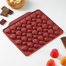 Цена за 2 шт. Форма для шоколада Доляна Море сердец, силикон, 18?15?1 см, 52 ячейки, МИКС
