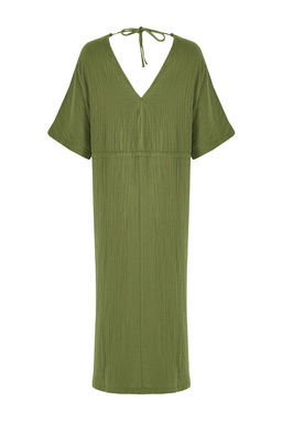 Trendyolmilla Haki Midi Dokuma Buzgu Detayl? Muslin Plaj Elbisesi TBESS25EL00008  фото 9