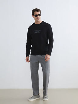 Bisiklet Yaka Bask?l? Erkek Sweatshirt