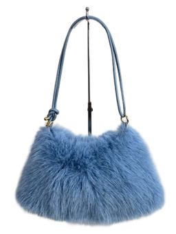 Женская сумка из искусственного меха, цвет голубой - Greta фото 2