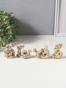 Сувенир полистоун "Китайский дракон" набор 4 шт беж 3х4х6,5 см