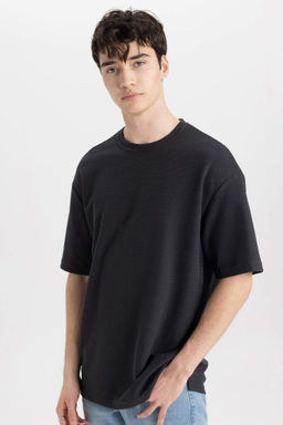 Comfort Regular Fit Rahat Kesim Bisiklet Yaka K?sa Kollu Ag?r Kumas Basic Duz Tisort - Defacto фото 3