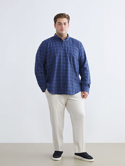 B?y?k Beden Regular Fit Uzun Kollu Ekose Erkek G?mlek