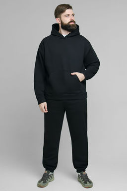 Арт. 69104 Костюм с брюками мужской с начесом 50-56 (4 шт) Цвет:Чёрный