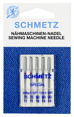 Иглы для бытовых швейных машин Schmetz Супер стрейч 130/705 HA x 1 SP №75(2), 90(3) уп.5 игл