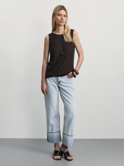 Джинсы straight с подворотами / Zarina