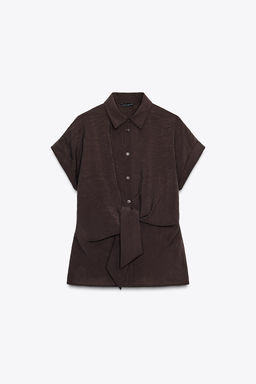 FRONT KNOT SHIRT - Zara фото 12