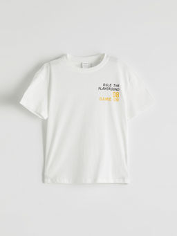 Bisiklet Yaka Yaz? Bask?l? Erkek ?ocuk Ti??rt