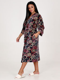 Х-1 велюр ЖЕНСКИЙ ХАЛАТ (Цветы) - А-дина фото 3