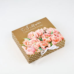 Цена за 2 шт. Складная коробка подарочная С праздником весны, 8 марта, 20?18?5 см