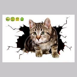 Цена за 3 шт. Наклейка интерьерная 3Д TAKE IT EASY «Котик», 30×20 см