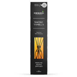 Ароматический диффузор 30мл Smoke vanilla 3,5х3,5х15см, настольный, стекло, палочки из микрофибры, парфюм, с пробником аромата, в коробке, Medori (Россия) - Домашняя мода фото 3