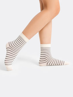 Цена за 5 пар! Носки детские бежевые с узкой поперечной полоской