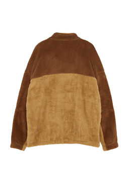 Camel Unisex Buyuk Beden Oversize/Genis Kesim Renk Bloklu Nak?sl? Pelus Sweatshirt TMNAW24AO00015 - Trendyolmilla фото 10